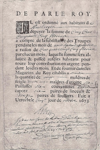 4-1395 Brief uit huisarchief Ammersoyen, brandschatting van het dorp Ammerzoden 1673