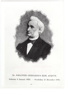 22-9232 Portret dr. Johannes Gerhardus Rijk Acquoy (1829-1896), predikant te Zaltbommel 1863-1878, naar een foto in de ...