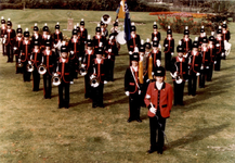 14-431 DES (Door Eendracht Sterk) jachthoorn- en trompetterkorps vierde het tienjarig bestaan en poseerde voor deze ...