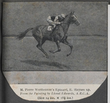 03_002_R_01 Knipsel van een schilderij van L. Edwards, van het paard Epinard van Pierre Wertheimer. Epinard is de vader ...