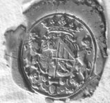 1051 Zegel van: Johan Vyvyan d.d. 23 febr. 1734 schepen van Zaltbommel