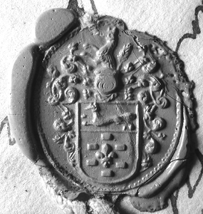 484 Zegel van: Hermannus Henricus de Laat d.d. 1736 procureur te Zaltbommel
