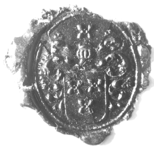 1047 Zegel van: van Dalen J. van Zutphen, schout van Beesd, d.d. 14 febr. 1742 te Brakel, zegelt met het wapen Van Dalen