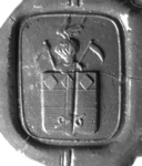 2328 Zegel van: Garde, van de Josina Maria Wilmina Versteegh, echtgenote van Johannes Anton Adriaan van der Garde (zich ...