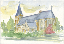 15-10023 Aquarel hervormde kerk