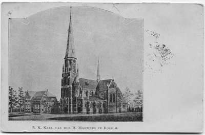 19-10018 Tekening van de katholieke kerk met pastorie