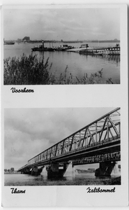 22-10018 Twee afbeeldingen van de oude veerstoep en de bruggen
