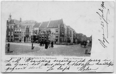 22-10229 Markt zuidzijde, vanaf het stadhuis, met hoek Waterstraat tot aan Waterpoort