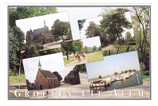 3-10018 Groeten uit, met vijf inzetten waaronder katholieke kerk, hervormde kerk en haven